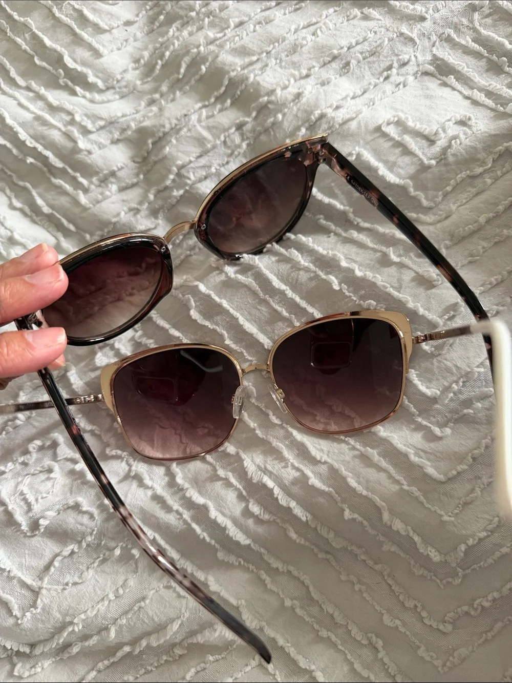 2pk Women's Sunglasses - Brown Tortoiseshell and White-Trim Frames